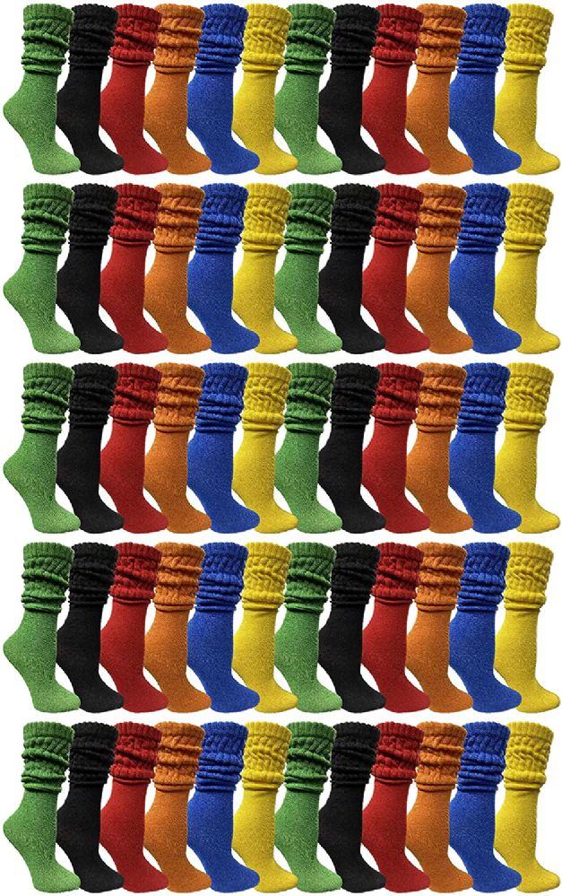 60 Pairs of Yacht & Smith Women's Slouch Socks Size 9-11 Assorted Bright Color Boot Socks