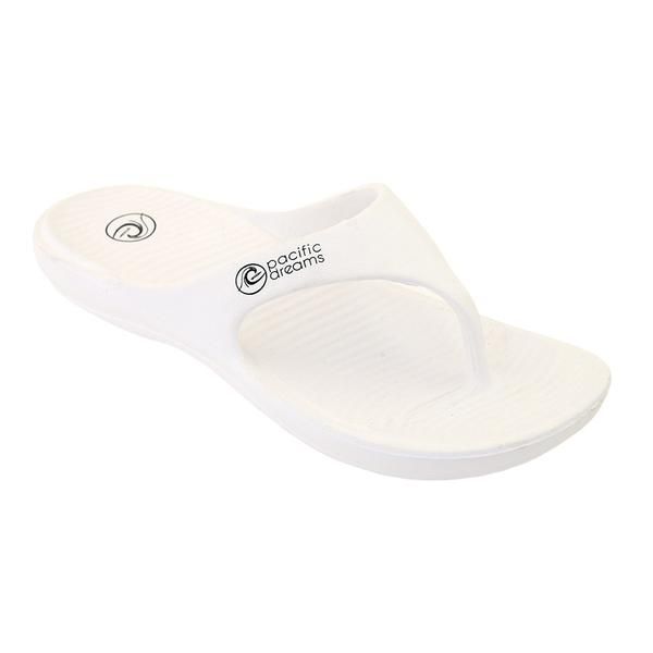 48 Wholesale Women's Pacific Dreams Shower Flip Flops In White at