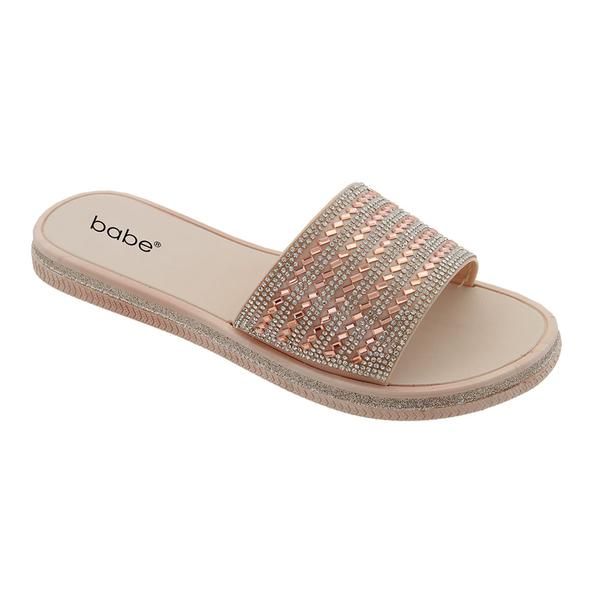40 Pairs Women's Rhinestone Slide In Rose Gold Women's Sandals at
