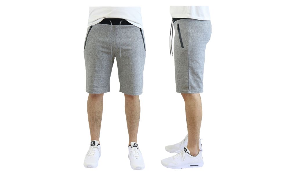 24 Pieces of Men's Tech Jogger Shorts With Zipper Side Pockets S-2xl Heather Grey