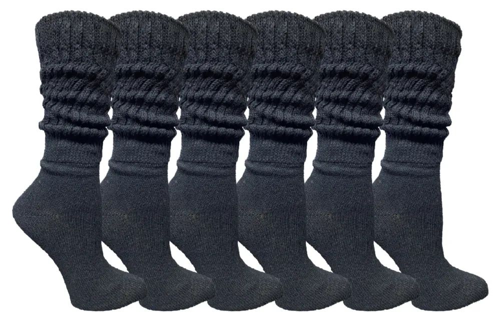 6 Pairs of Yacht & Smith Women's Black Slouch Socks Size 9-11