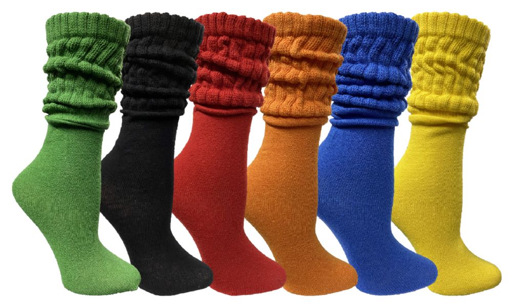 6 Pairs of Yacht & Smith Women's Slouch Socks Size 9-11 Assorted Bright Color Boot Socks