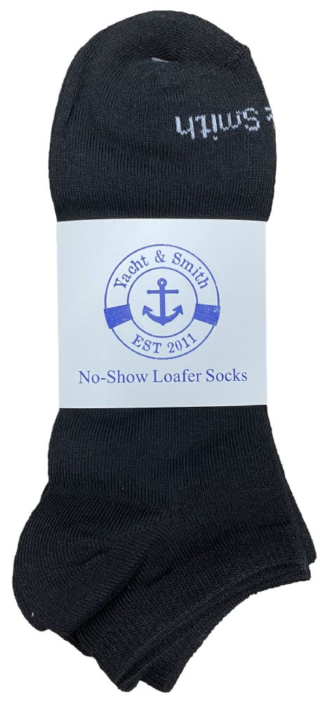 48 Pairs of Yacht & Smith Men's Black No Show Ankle Socks Size 10-13