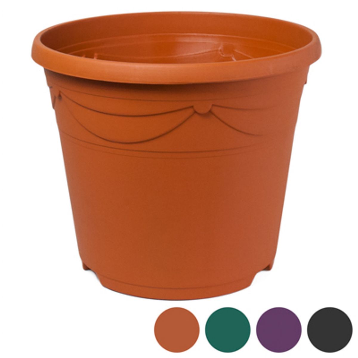 12 Pieces of Planter Round 14 Inch 4 Colors Terra Cotta, Hunter Green,black,purple With Holes Ref #decora 15