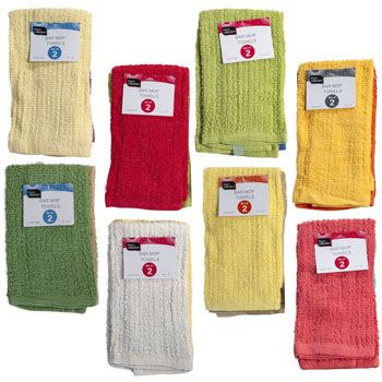 64 Wholesale Towels 2pk Bar Mop 13x16 Random Assorted Colors Peggable See N2#2114-2bmt