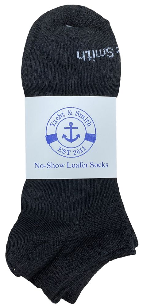 48 Pairs of Yacht & Smith Women's Black No Show Ankle Socks Size 9-11