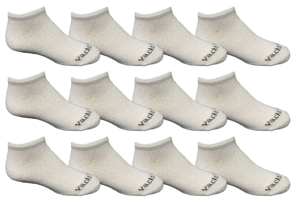 48 Pairs of Yacht & Smith Kid's White No Show Low Cut Ankle Socks Size 6-8