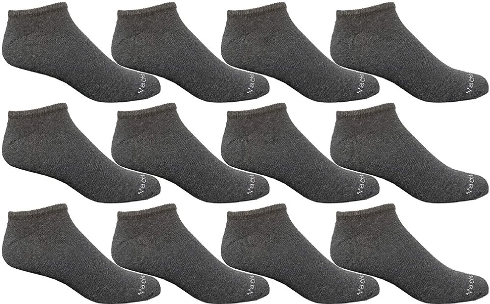 12 Pairs of Yacht & Smith Men's Gray No Show Ankle Socks Size 10-13