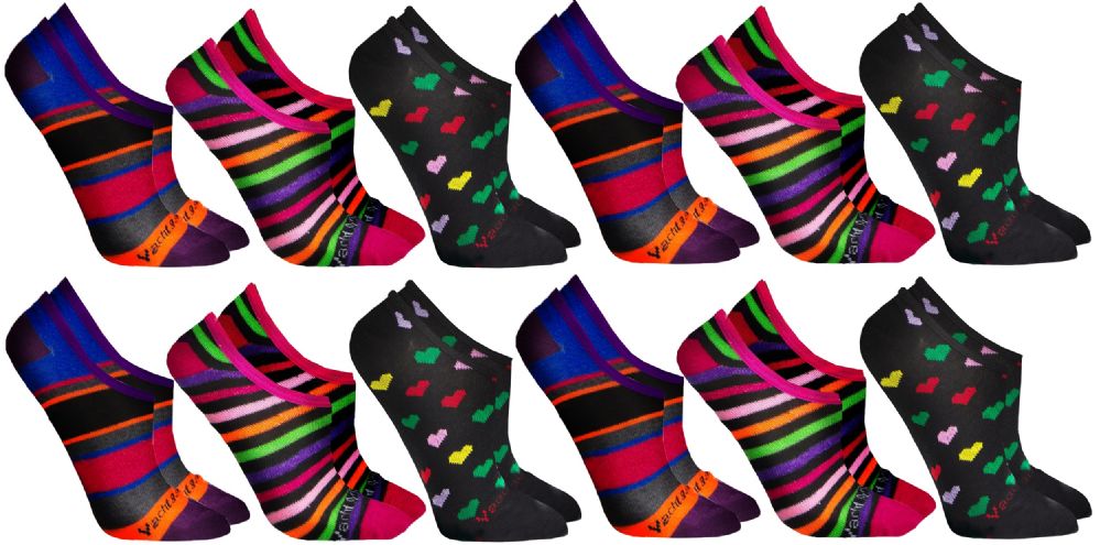 24 Pairs of Yacht & Smith Womens Cotton No Show Loafer Socks With Anti Slip Silicone Strip