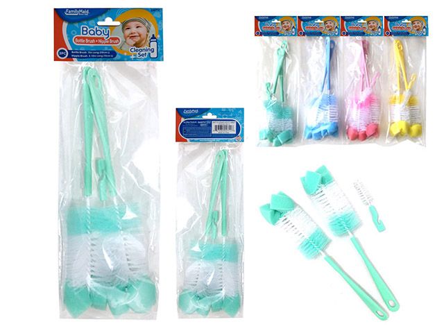 72 Pieces of 3 Piece Baby Bottle Brush Set