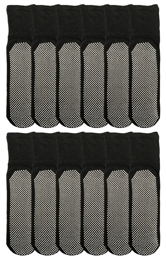 12 Pairs of Yacht & Smith Men's Diabetic Black Non Slip Socks Size 10-13