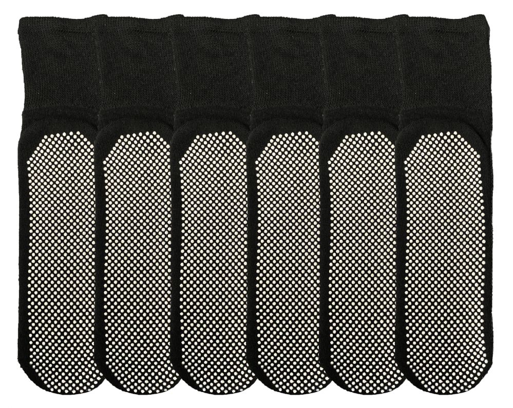 60 Pairs of Yacht & Smith Men's Diabetic Black Non Slip Socks Size 10-13