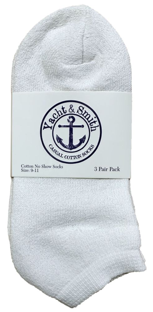 240 Pairs of Yacht & Smith Women's Cotton No Show Ankle Socks White Size 9-11 Bulk Pack