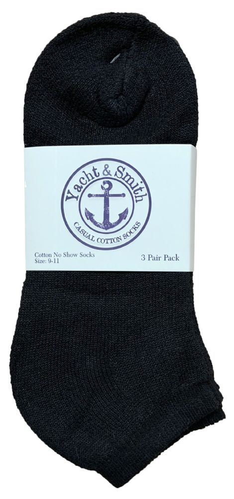 240 Pairs of Yacht & Smith Women's Cotton No Show Ankle Socks Black Size 9-11 Bulk Pack
