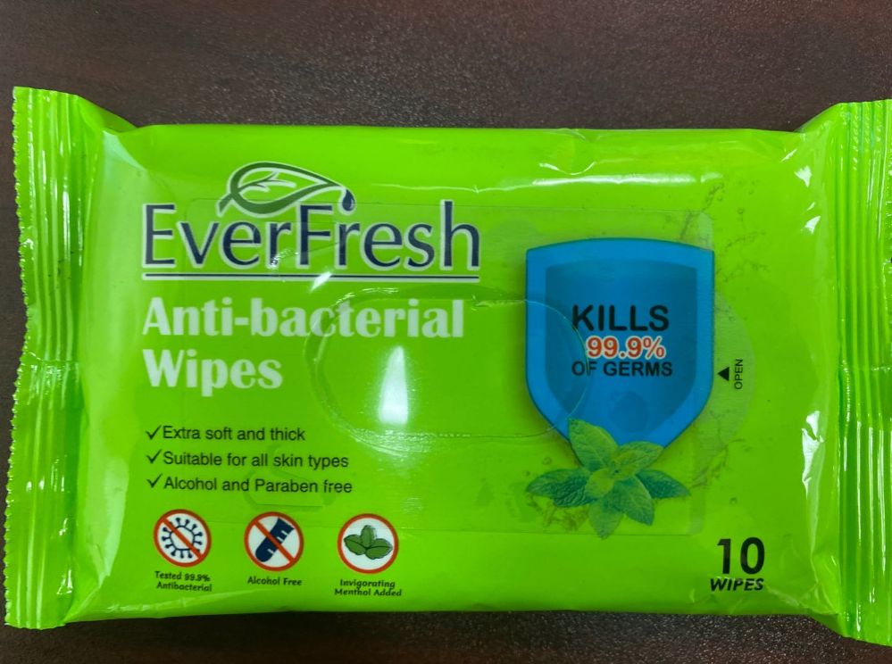 144 Pieces Everfresh 10 Pack AntI-Bacterial Wipes, Kills 99% Of Germs - PPE Sanitizer