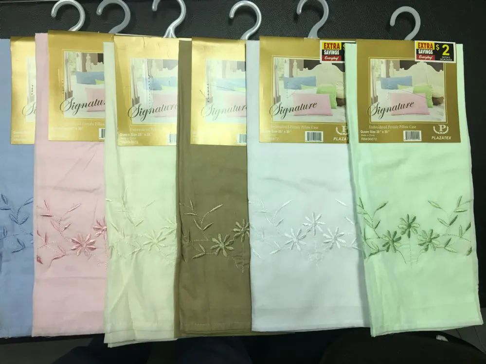 36 Wholesale Embroidery Single Pack Pillowcase Assorted