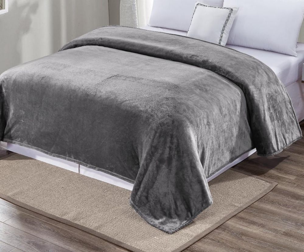 12 Wholesale Ultra Plush Solid Grey Color Queen Size Blanket