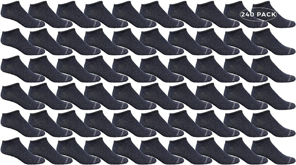 240 Wholesale Yacht & Smith Men's Light Weight Breathable No Show Loafer Ankle Socks Solid Navy