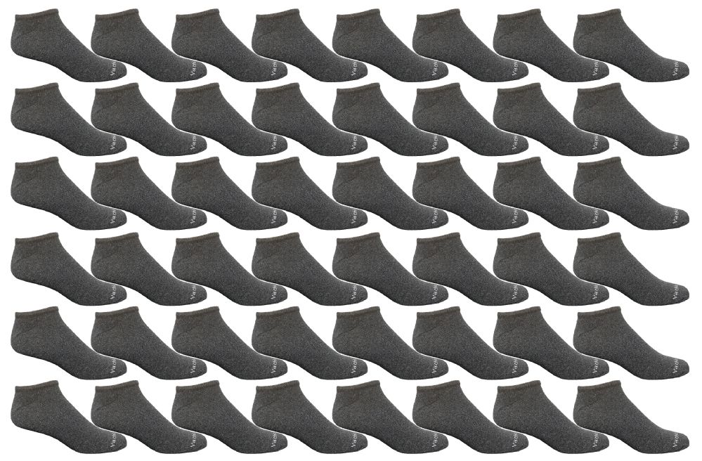 48 Wholesale Yacht & Smith Men's Gray No Show Ankle Socks