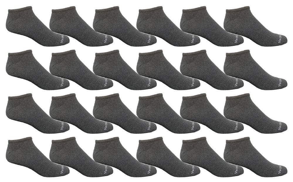 24 Wholesale Yacht & Smith 97% Cotton Men's Light Weight Breathable No Show Loafer Ankle Socks Solid Gray