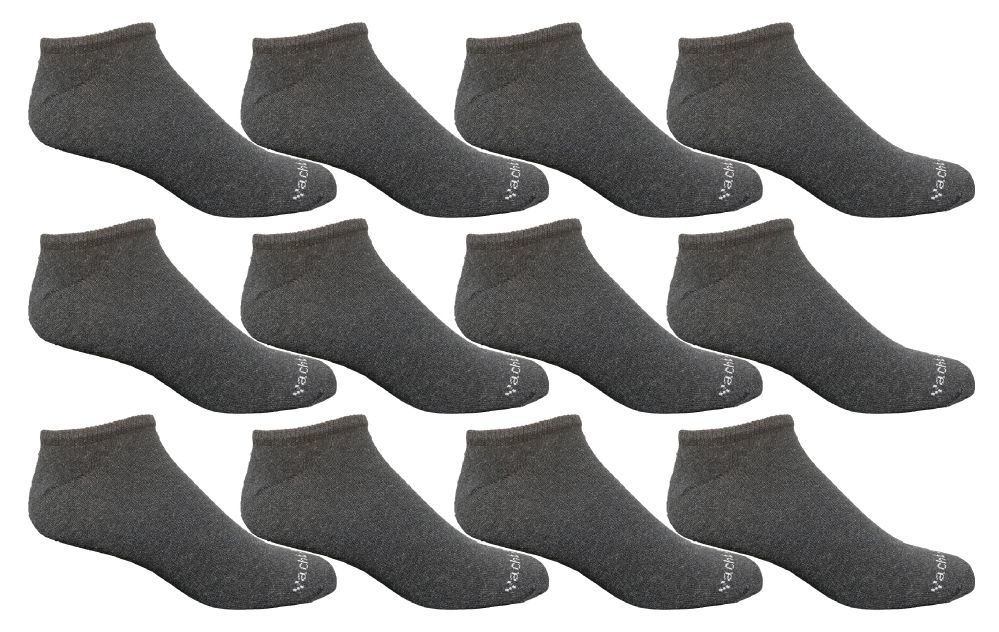 12 Wholesale Yacht & Smith 97% Cotton Men's Light Weight Breathable No Show Loafer Ankle Socks Solid Gray