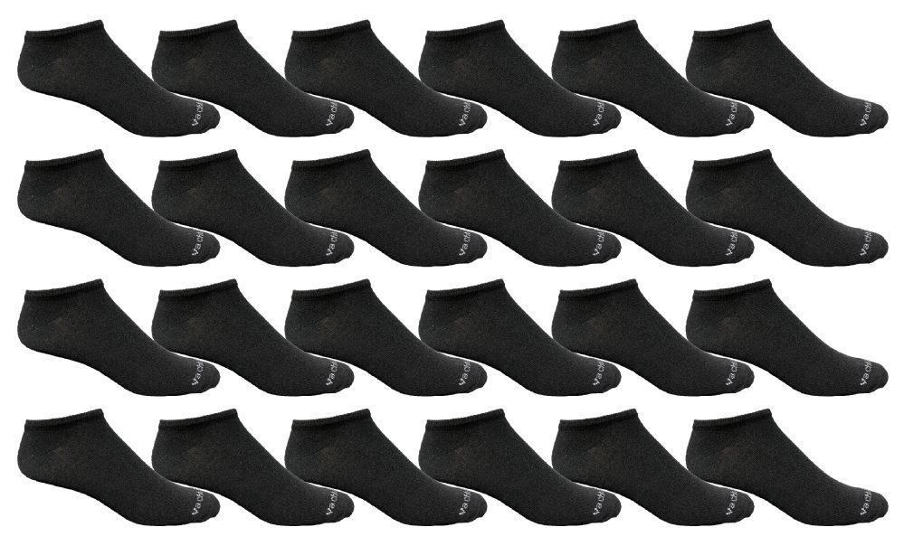 24 Wholesale Yacht & Smith Men's Light Weight Breathable No Show Loafer Ankle Socks Solid Black
