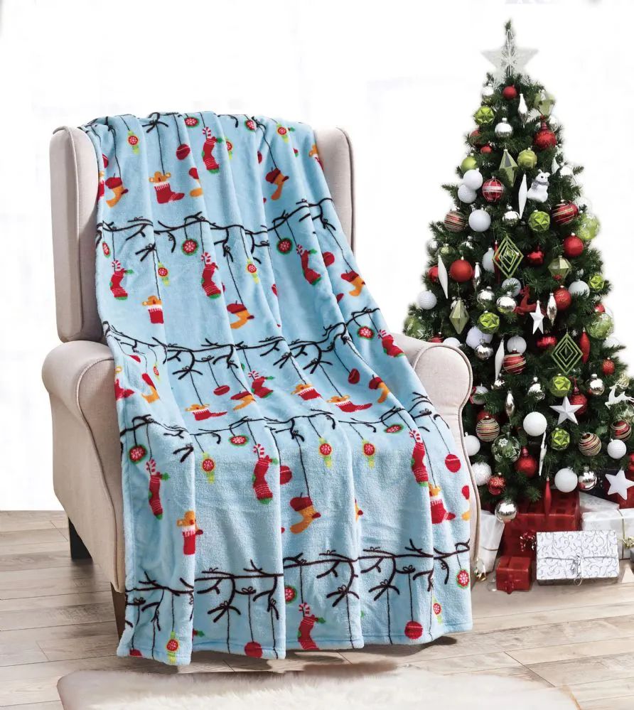 24 Pieces Ornaments Holiday Throw Design Micro Plush Throw Blanket 50x60 Multicolor - Micro Plush Blankets