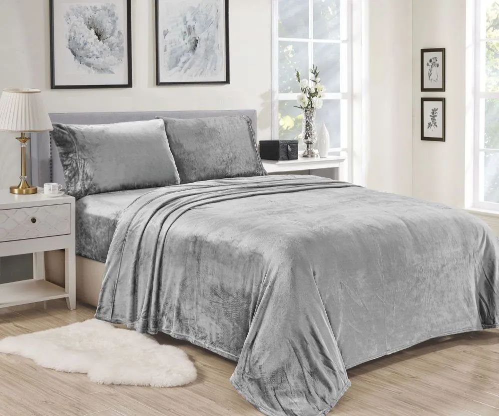 12 Wholesale Lavana Soft Brushed Microplush Bed Sheet Set Twin Size In Grey