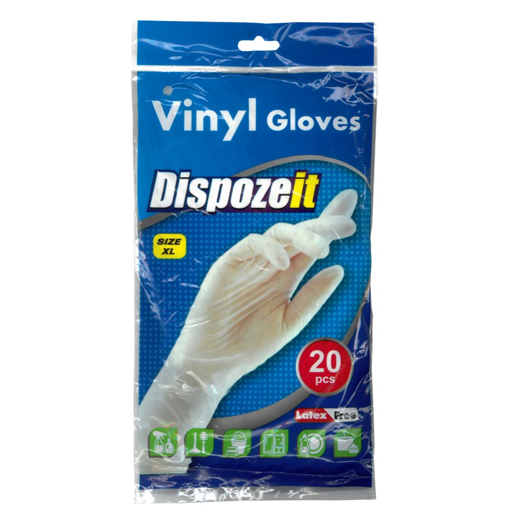 36 Pieces of Dispoze It Vinyl Gloves 20 Count X Large