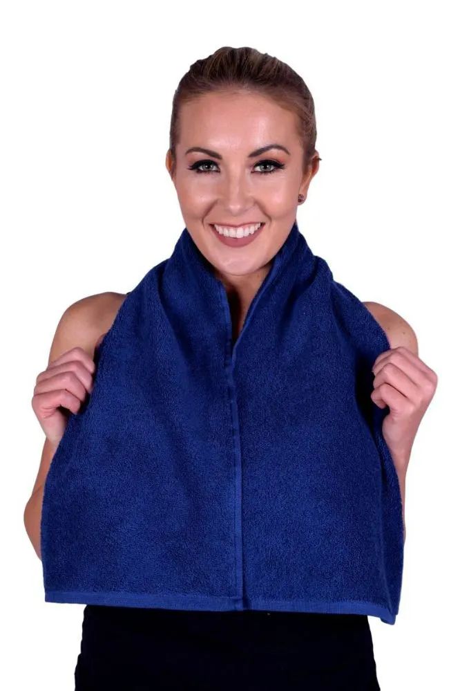 6 Wholesale Towel Navy Terry Cotton Gym And Fitness Towel 6 Pack