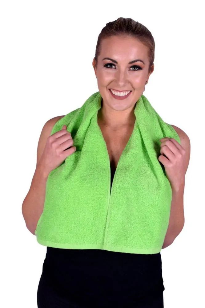 6 Pieces Towel Lime Green Terry Cotton Gym And Fitness Towel 6 Pack