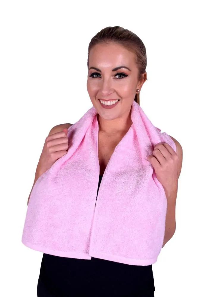 6 Wholesale Towel Light Pink Terry Cotton Gym And Fitness Towel 6 Pack ...