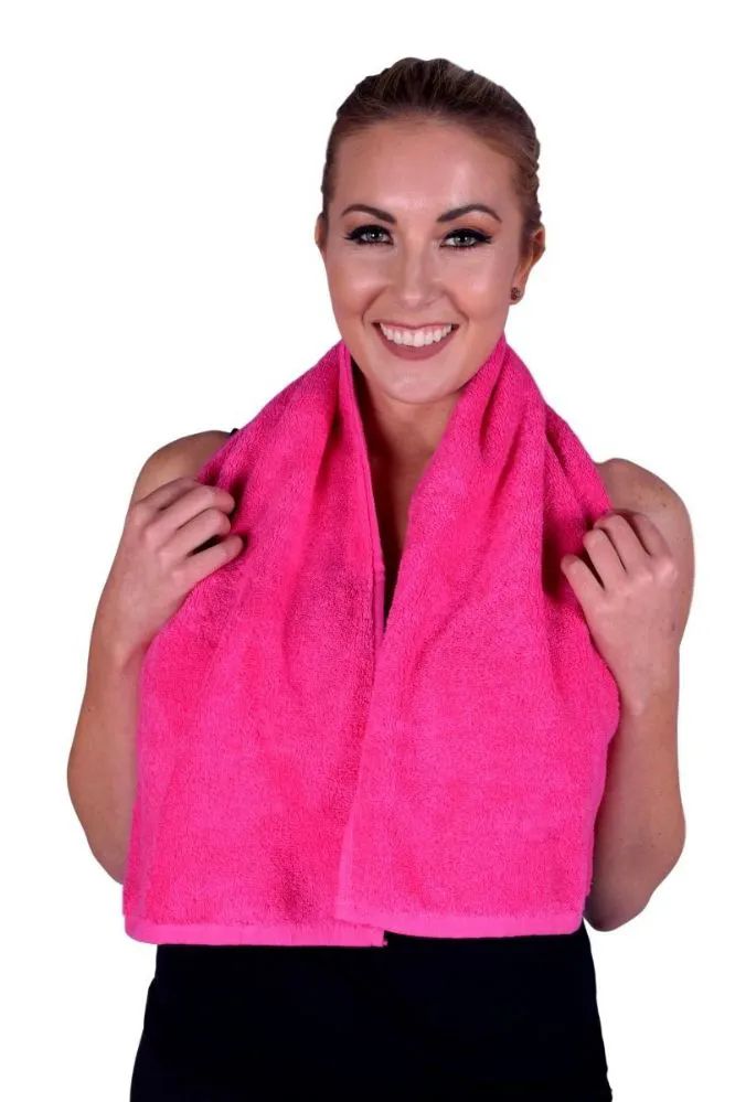 6 Packs Towel Hot Pink Terry Cotton Gym And Fitness Towel 6 Pack - Bath ...