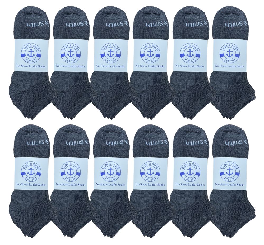 240 Wholesale Yacht & Smith Mens 97% Cotton Comfortable Lightweight Breathable No Show Sports Ankle Socks, Solid Gray Bulk Buy