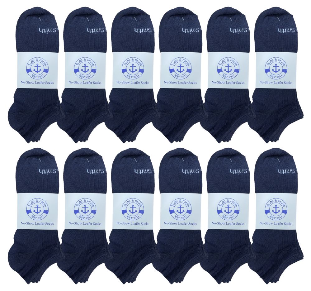 240 Pairs of Yacht & Smith Mens Comfortable Lightweight Breathable No Show Sports Ankle Socks, Solid Navy Bulk Buy