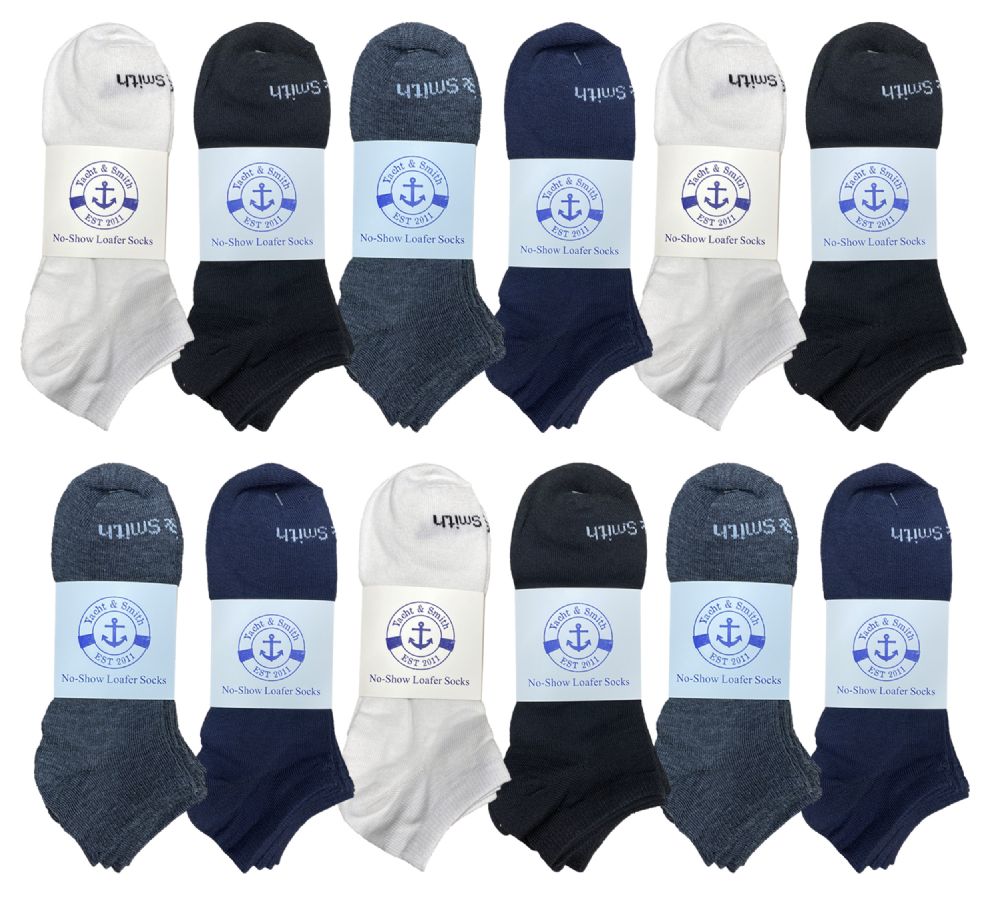 240 Pairs of Yacht & Smith Mens Thin Comfortable Lightweight Breathable No Show Sports Ankle Socks, Solid Assorted Colors Bulk Buy