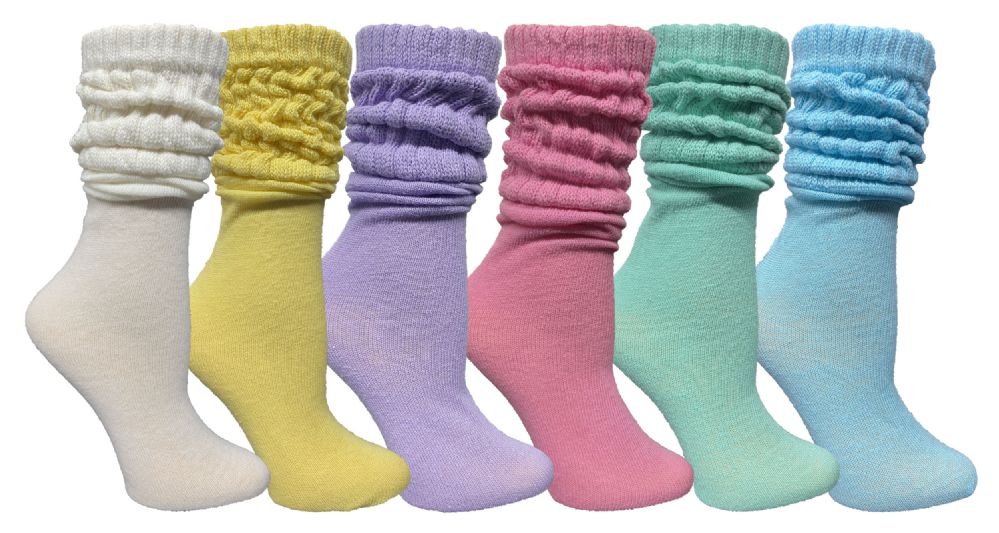 6 Pairs of Yacht & Smith Women's Slouch Socks Size 9-11 Assorted Pastel Color Boot Socks
