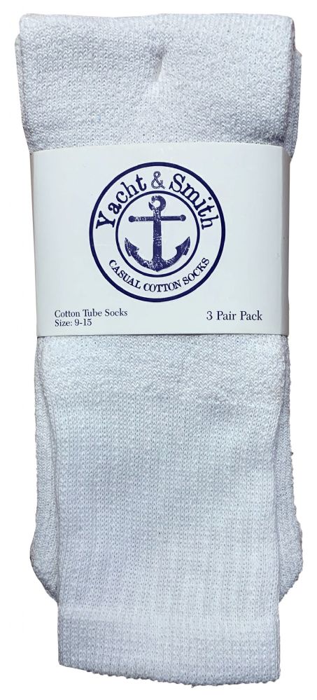 240 Pairs Yacht & Smith Women's Cotton Tube Socks, Referee Style, Size 9-15 Solid White Bulk Pack - Women's Socks for Homeless and Charity