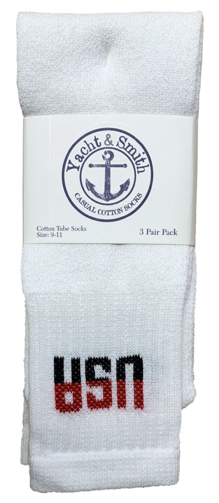 240 Wholesale Yacht & Smith Women's Cotton Tube Socks, Referee Style, Size 9-15 White Usa Bulk Pack