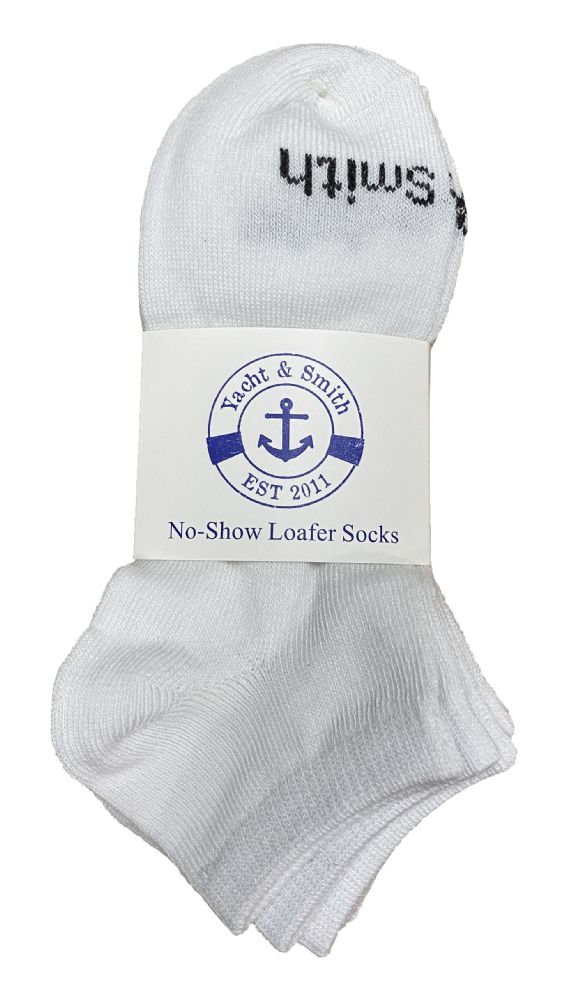 240 Pairs of Yacht & Smith Kids Unisex Low Cut No Show Loafer Socks Size 6-8 Solid White Bulk Buy