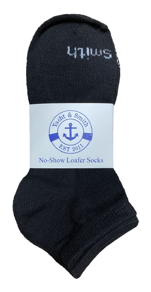 240 Pairs of Yacht & Smith Kids Unisex Low Cut No Show Loafer Socks Size 6-8 Solid Black Bulk Buy