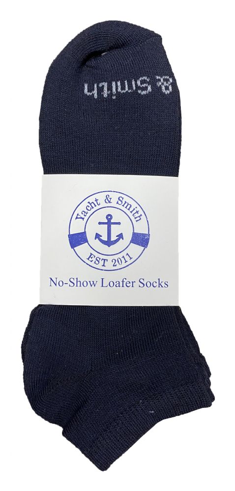 240 Wholesale Yacht & Smith Kids Unisex Low Cut No Show Loafer Socks Size 6-8 Solid Navy Bulk Buy
