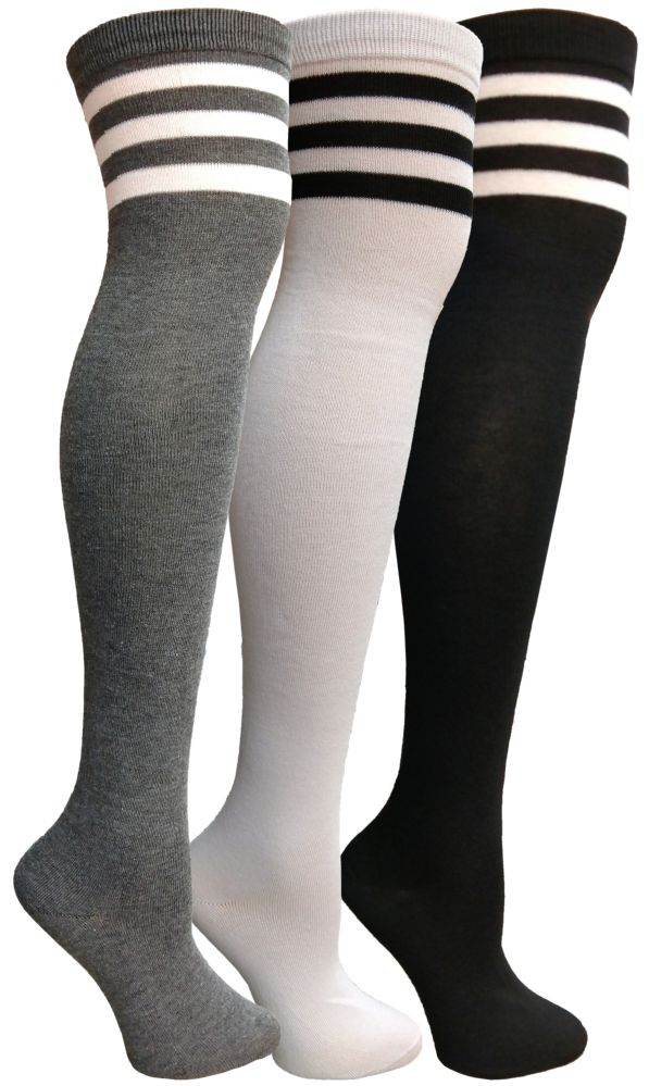 24 Pairs of Yacht & Smith Womens Over The Knee Referee Thigh High Boot Socks