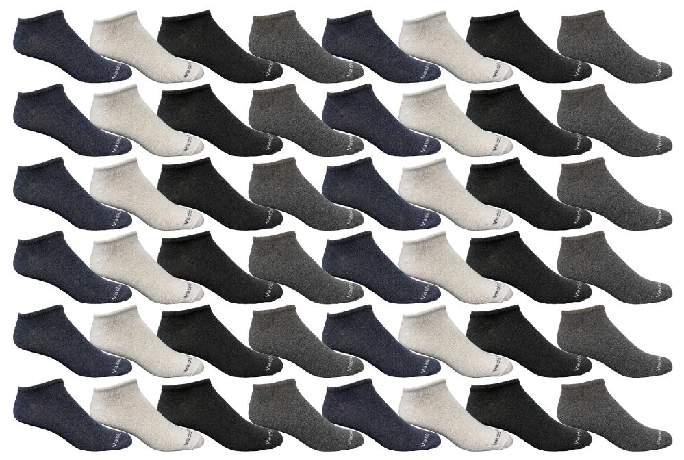 48 Wholesale Yacht & Smith Mens Thin Low Cut Ankle No Show Socks, Comfortable Lightweight Assorted Colors