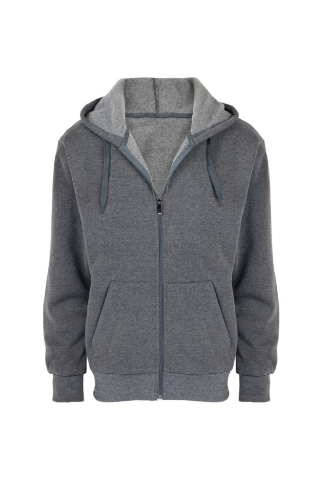24 Pieces of Mens Long Sleeve Light Weight Zip Up Hoody Sweater In Dark Gey