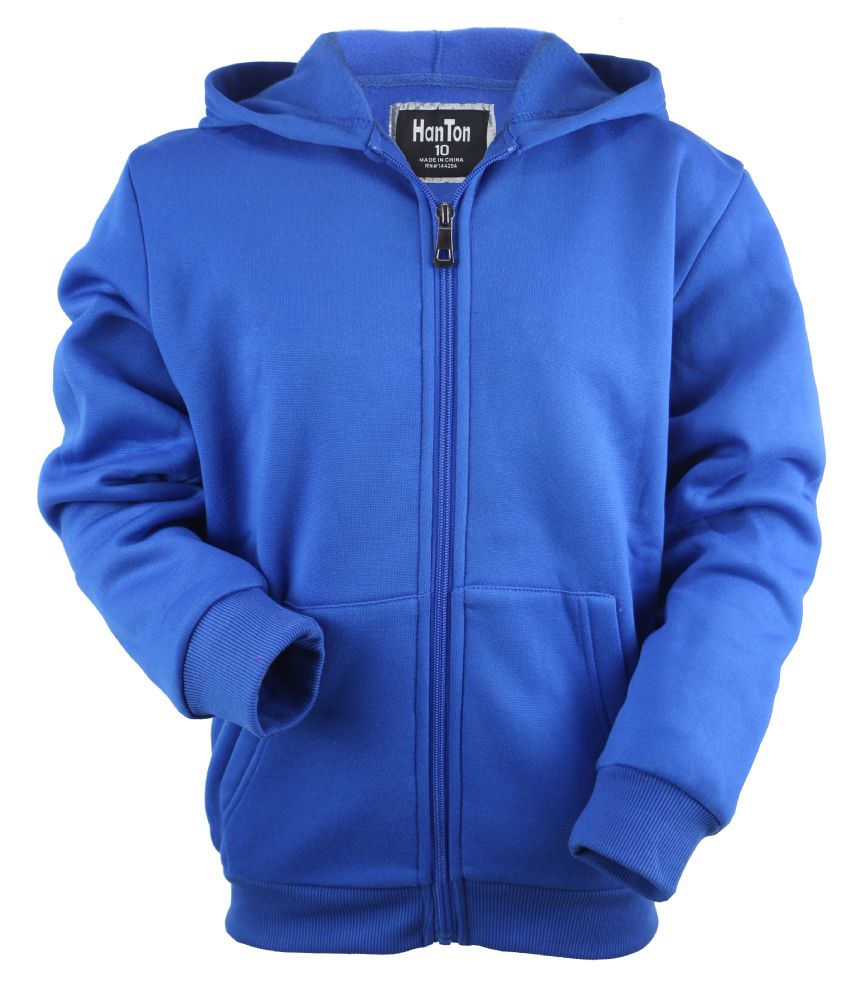 24 Pieces of Boys Long Sleeve Light Weight Fleece Zip Up Hoodie In Royal Blue