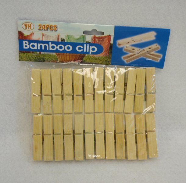 24 Packs of Bamboo Clothespin Set