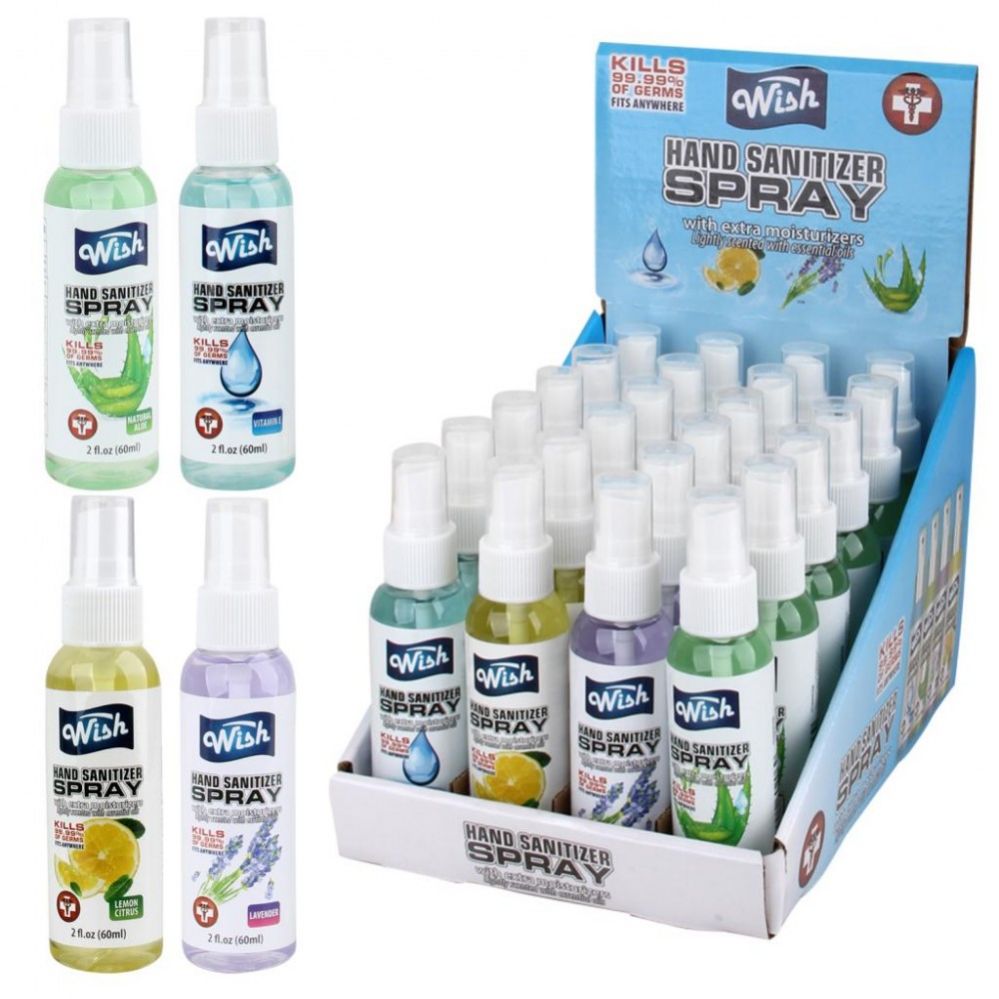 48 Pieces of Wish Hand Sanitizer 2 Oz Spray With Vitamin E - Assorted Scents