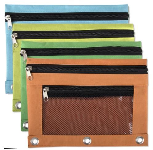 96 Pieces Wholesale 3 Ring Binder Mesh Window Pencil Case - Pencil Boxes & Pouches