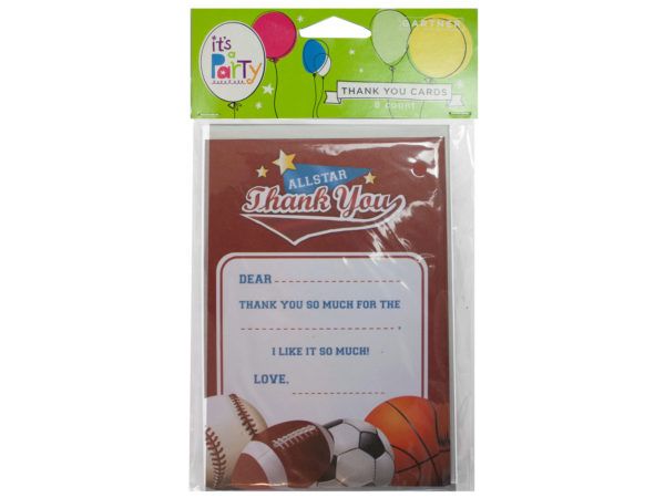 288 Pieces of 8 Count All Star Sports Thank You Cards